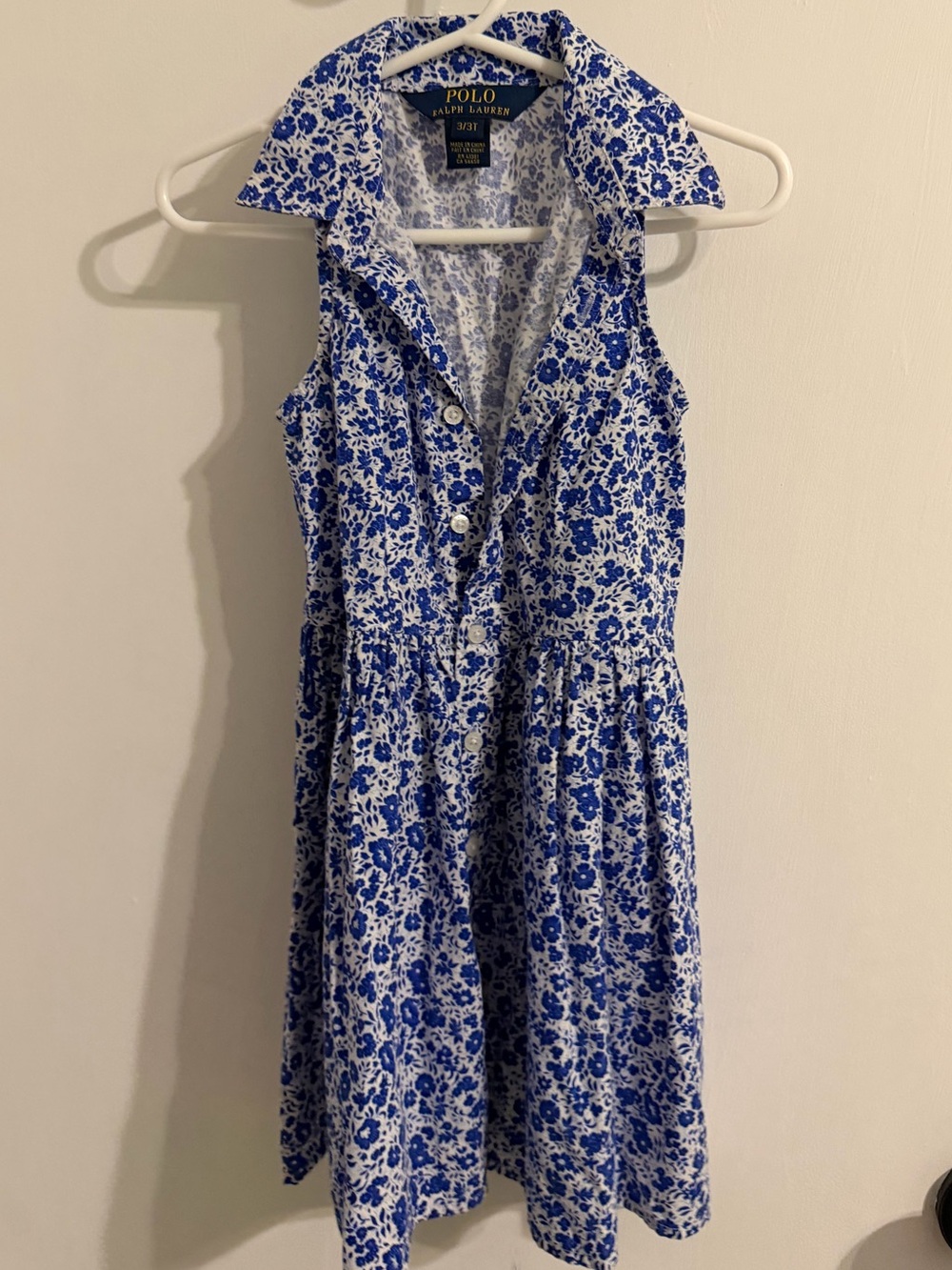 Polo by Ralph Lauren Blue and White Floral Button-Up Dress